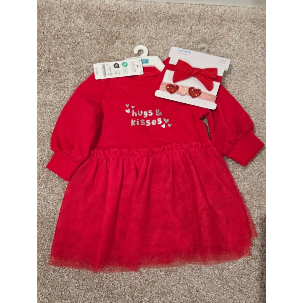 Carters Valentines 3 months dress & headbands